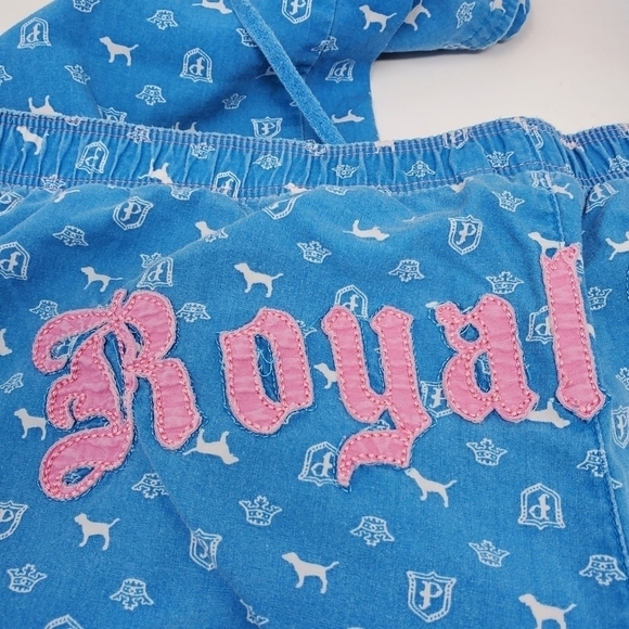 PINK VICTORIA'S SECRET Y2K PHI BETA PINK COTTON SLEEP LOUNGE PANTS BLUE WOMEN M - Picture 8 of 16